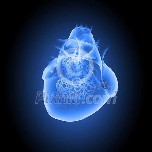 Human heart image with mechanisms. Health and medicine Human heart image with mechanisms. Health and medicine