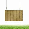 Image of wooden hanging blank banner. Place for text