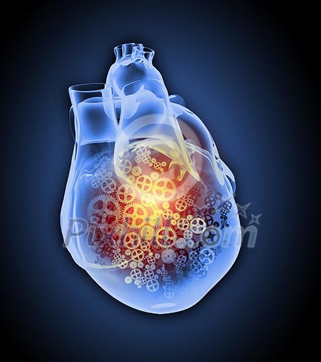 Human heart image with mechanisms. Health and medicine Human heart image with mechanisms. Health and medicine
