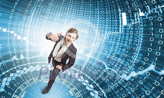 Young funny businessman wearing tie around head Young funny businessman wearing tie around head