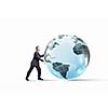 Businessman pushing big Earth planet. Elements of this image are furnished by NASA