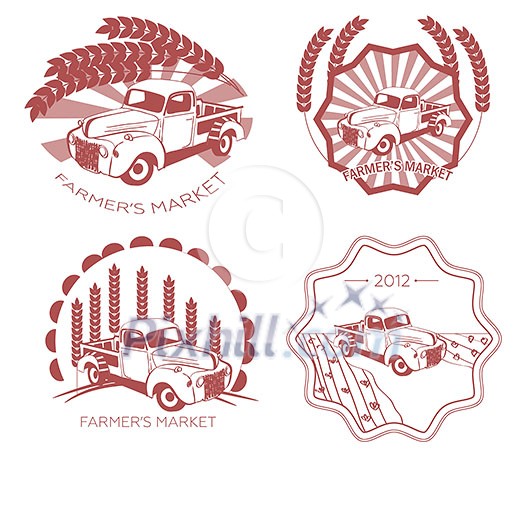 Set of old fashion farming labels, badges and design elements Set of old fashion farming labels, badges and design elements