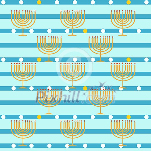 pattern with Hanukkah symbols. colorful vector illustration