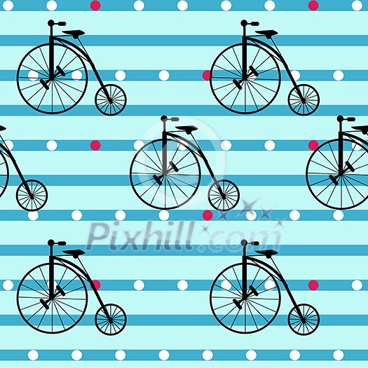 Seamless background with Retro Bicycles