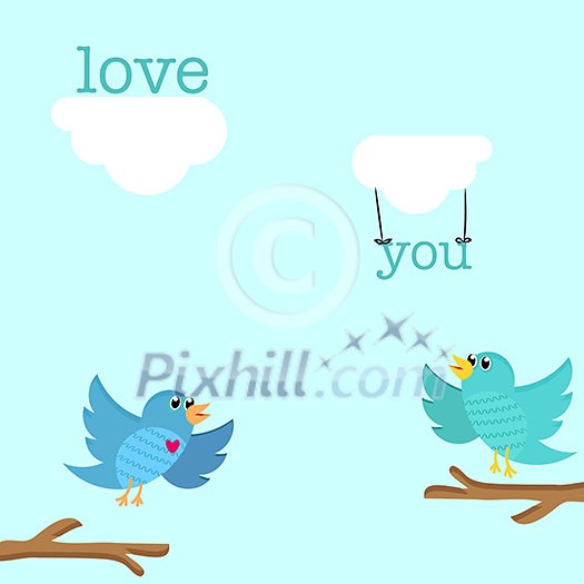Two birds tweeting about love