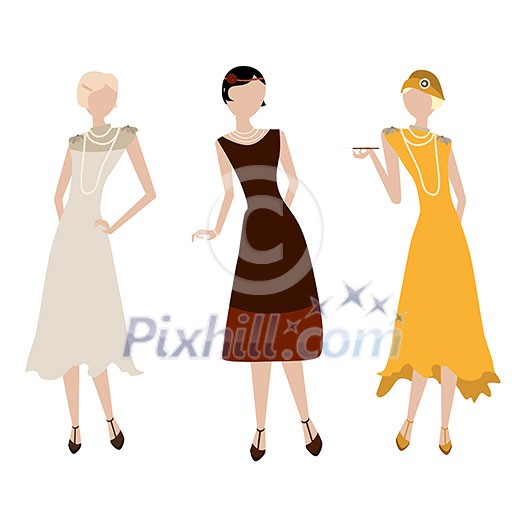 Three awesome ladies from 30's vector Three awesome ladies from 30's vector