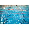 People swimming in indoor  swimming pool (shallow DOF, selective focus)