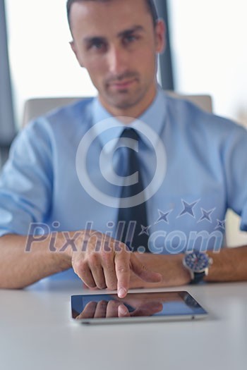 close-up of human hand business man using tablet compuer at office close-up of human hand business man using tablet compuer at office