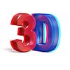 3d creative concept - metallic 3D text real stereo anaglyph image isolated on white
