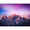 Sunset in Himalayas. Sangla valley, Himachal Pradesh, India