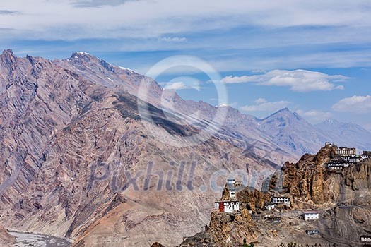 Dhankar gompa Buddhist monastery on a cliff in Himalayas. Spiti valley, Himachal Pradesh, India Dhankar gompa Buddhist monastery on a cliff in Himalayas. Spiti valley, Himachal Pradesh, India