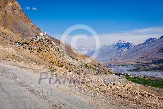 Road to Ki Monastery. Spiti Valley,  Himachal Pradesh, India