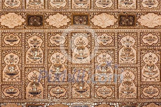 Hall of Mirrors wall in Amber fort palace. Rajasthan, India Hall of Mirrors wall in Amber fort palace. Rajasthan, India