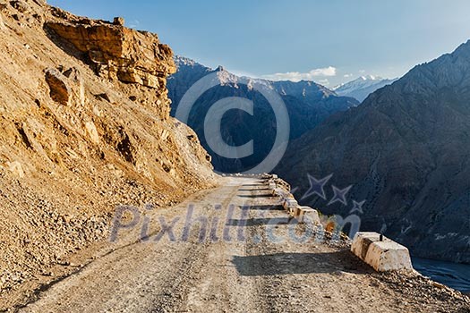 Road in Himalayas in Spiti Valley, Himachal Pradesh, India