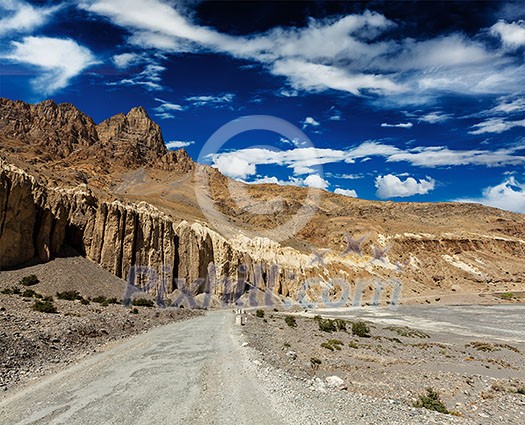 Road in Himalayas. Spiti Valley, Himachal Pradesh, India Road in Himalayas. Spiti Valley, Himachal Pradesh, India
