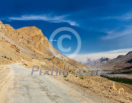 Road to Ki Monastery. Spiti Valley, Himachal Pradesh, India Road to Ki Monastery. Spiti Valley, Himachal Pradesh, India