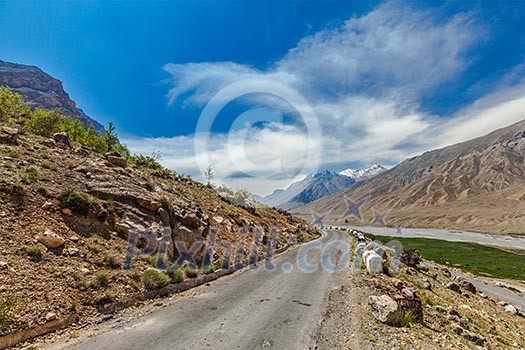 Road in Himalayas. Spiti Valley, Himachal Pradesh, India Road in Himalayas. Spiti Valley, Himachal Pradesh, India