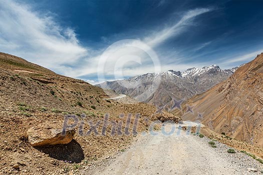 Road in Himalayas. Spiti Valley, Himachal Pradesh, India Road in Himalayas. Spiti Valley, Himachal Pradesh, India