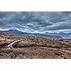 High dynamic range HDR image of road in Himalayas. Spiti Valley, Himachal Pradesh, India