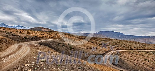 Road in Himalayas. Spiti Valley, Himachal Pradesh, India