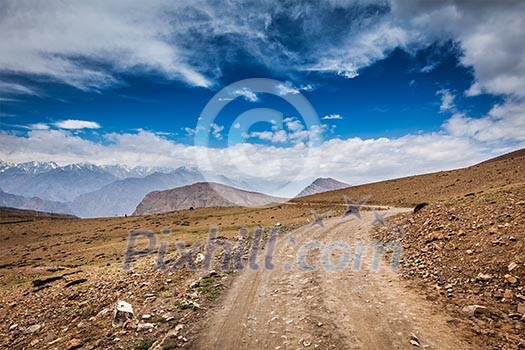 Road in Himalayas. Spiti Valley, Himachal Pradesh, India Road in Himalayas. Spiti Valley, Himachal Pradesh, India