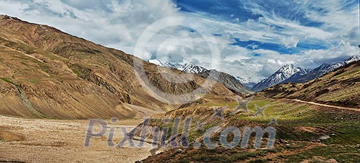 Himalayan landscape panorama. Spiti valley, Himachal Pradesh, India Himalayan landscape panorama. Spiti valley, Himachal Pradesh, India