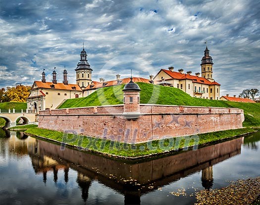 Belarusian tourist landmark attraction Nesvizh Castle - medieval castle in Nesvizh, Belarus Belarusian tourist landmark attraction Nesvizh Castle - medieval castle in Nesvizh, Belarus