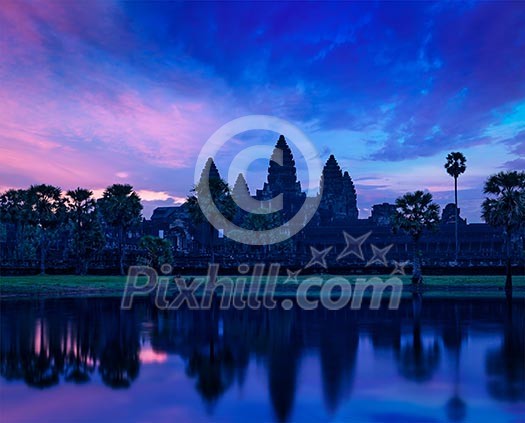 Angkor Wat - famous Cambodian landmark - on sunrise. Siem Reap, Cambodia Angkor Wat - famous Cambodian landmark - on sunrise. Siem Reap, Cambodia