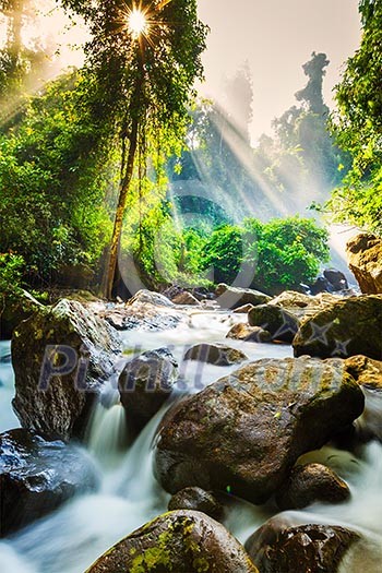 Tropical waterfall Phnom Kulen, Cambodia