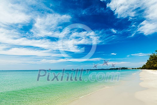 Sihanoukville beach with beautiful sky cloudscape, Cambodia