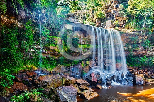 Tropical waterfall. Popokvil Waterfall, Bokor National Park, Cambodia