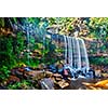 Tropical waterfall. Popokvil Waterfall, Bokor National Park, Cambodia