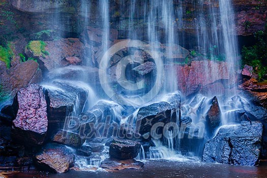 Tropical waterfall. Popokvil Waterfall, Bokor National Park, Cambodia Tropical waterfall. Popokvil Waterfall, Bokor National Park, Cambodia