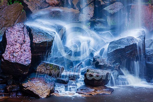 Tropical waterfall. Popokvil Waterfall, Bokor National Park, Cambodia Tropical waterfall. Popokvil Waterfall, Bokor National Park, Cambodia