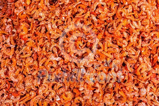 Dried shrimps close up in market in Asia Dried shrimps close up in market in Asia