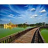Yangon icon landmark and tourist attraction Karaweik - replica of a Burmese royal barge at Kandawgyi Lake and Kandawgyi Nature Park, Yangon, Myanmar Burma