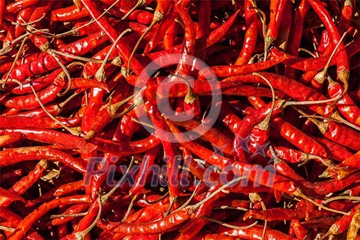 Red spicy chili peppers at asian market close up texture background Red spicy chili peppers at asian market close up texture background