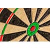 Success hitting target aim goal achievement concept background - bull's eye of darts board close up