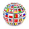 Travel and international business concept - 3d globe sphere with  lags of the world on white background