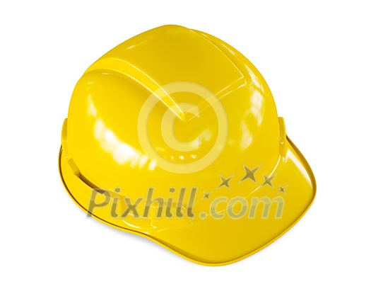Yellow hard hat of construction worker isolated on white Yellow hard hat of construction worker isolated on white