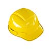 Yellow hard hat of construction worker isolated on white