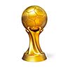 Golden soccer ball award prize isolated on white