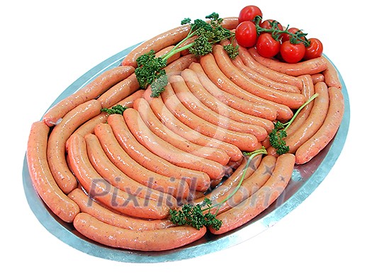fresh sausages isolated on plate fresh sausages isolated on plate