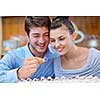 happy young romantic couple in love buy jewelry ring in luxury store