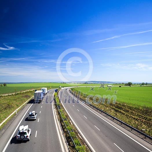 highway traffic on a lovely, sunny summer day