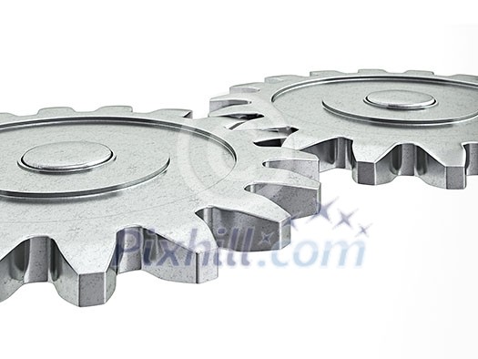 Teamwork success cooperation partnership concept: gear cogwheels working together isolated on white Teamwork success cooperation partnership concept: gear cogwheels working together isolated on white
