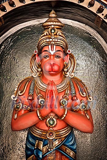 Hanuman statue in Hindu Temple. Sri Ranganathaswamy Temple. Tiruchirappalli (Trichy), Tamil Nadu, India