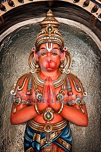 Hanuman statue in Hindu Temple. Sri Ranganathaswamy Temple. Tiruchirappalli (Trichy), Tamil Nadu, India Hanuman statue in Hindu Temple. Sri Ranganathaswamy Temple. Tiruchirappalli (Trichy), Tamil Nadu, India