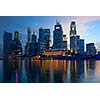 Singapore skyline and Marina Bay in evening