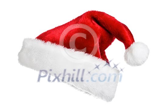 Santa's red hat isolated on white